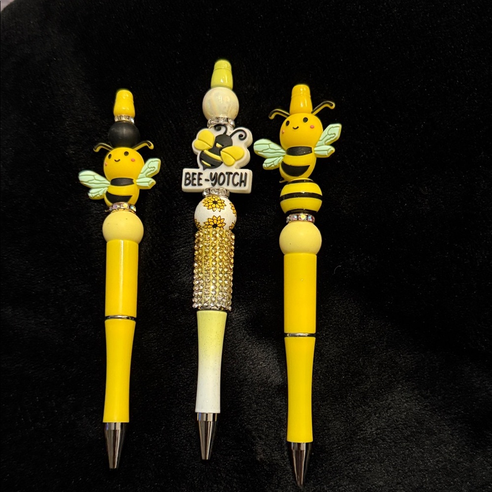 Bee-Themed Yellow and Black Pens
